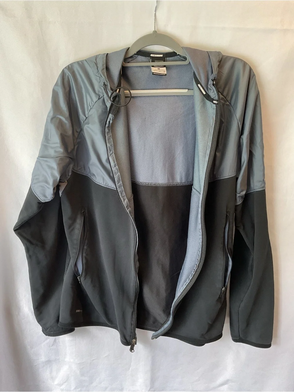 Nike Running Two-Tone Dri-Fit Hooded Jacket - Gray & Black